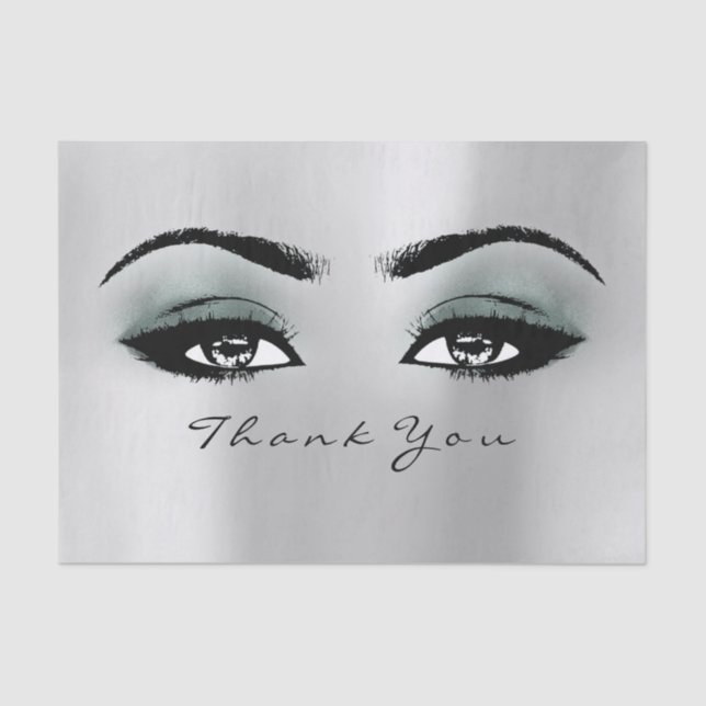 Silver Grey Teal Blush Metallic Thank You Eyes Tissue Paper (Front)