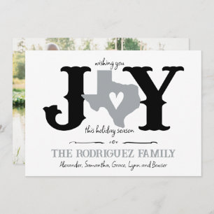 Silver Grey Texas JOY Photo Holiday Card