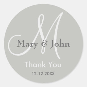 Silver Grey Thank You Wedding Monogram Seal