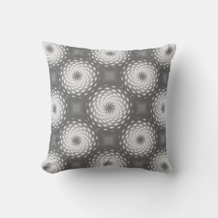 Silver Grey Twirl Pattern Dot Cushion