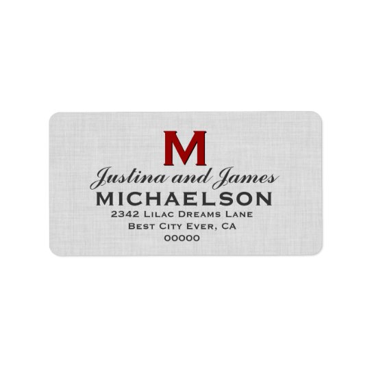 Silver Grey Wedding Monogram M Template V01 Address Label