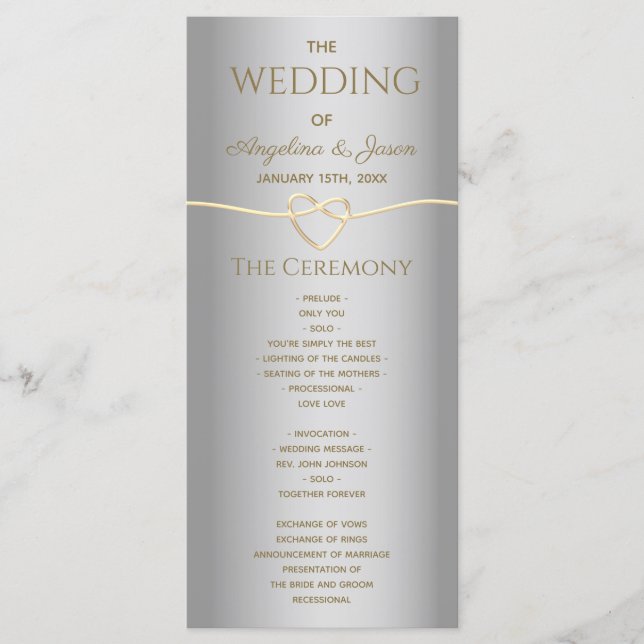 Silver Grey Wedding Program (Front)