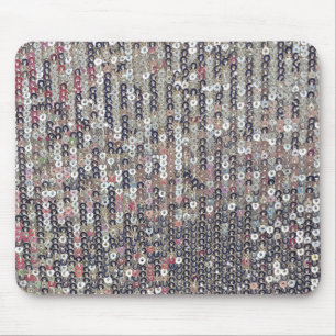 Silver grey white crystal sequin sparkle mouse pad