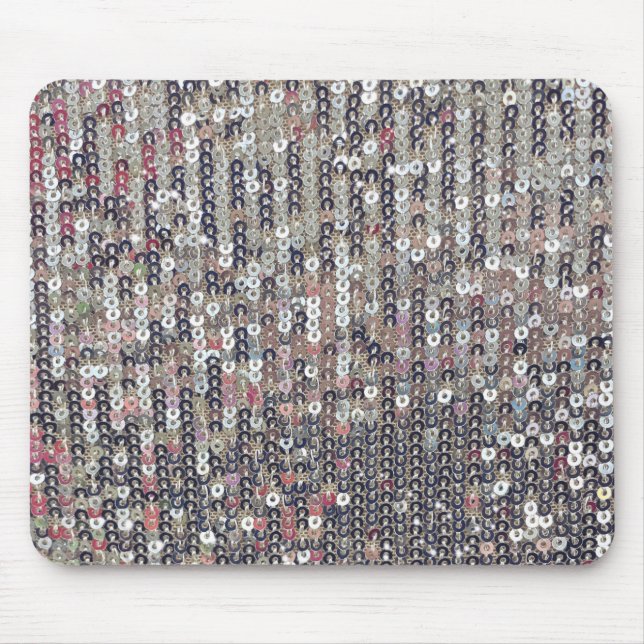 Silver grey white crystal sequin sparkle      mouse pad (Front)