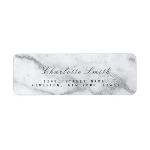 Silver Grey White Marble Return Address Labels