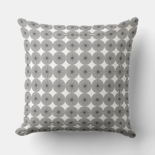 Silver Grey & White Rising Sun Pattern Cushion