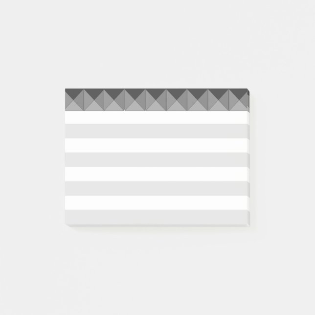 Silver Grey  & White Stripes Post-it Notes (Front)