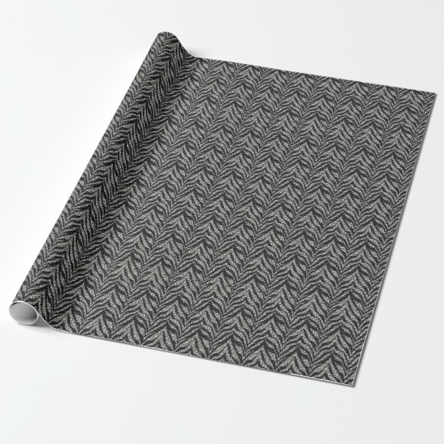 Silver Grey Zebra Stripes Pattern    Wrapping Paper (Unrolled)