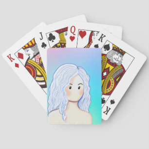 Silver Hair Beauty Playing Cards
