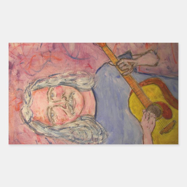 silver haired folk rocker rectangular sticker (Front)