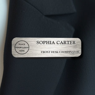 Silver Hairline Classic Name Badge Custom