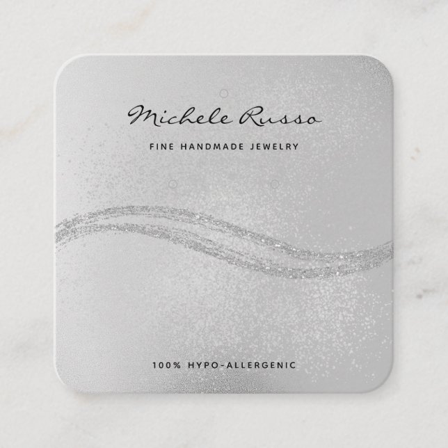 Silver Handmade QR Code Jewellery Display Cards (Front)