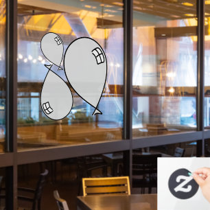 Silver Happy Balloons Three Sizes Window Cling