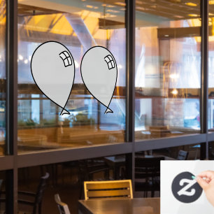 Silver Happy Balloons Twins Window Cling