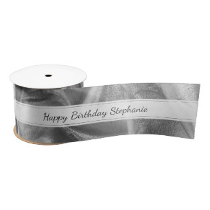 Silver "Happy Birthday" or Any Occasion, Anyone Satin Ribbon