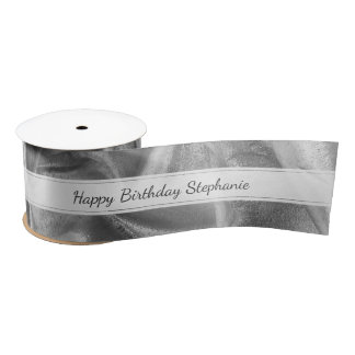 Silver "Happy Birthday" or Any Occasion, Anyone Satin Ribbon