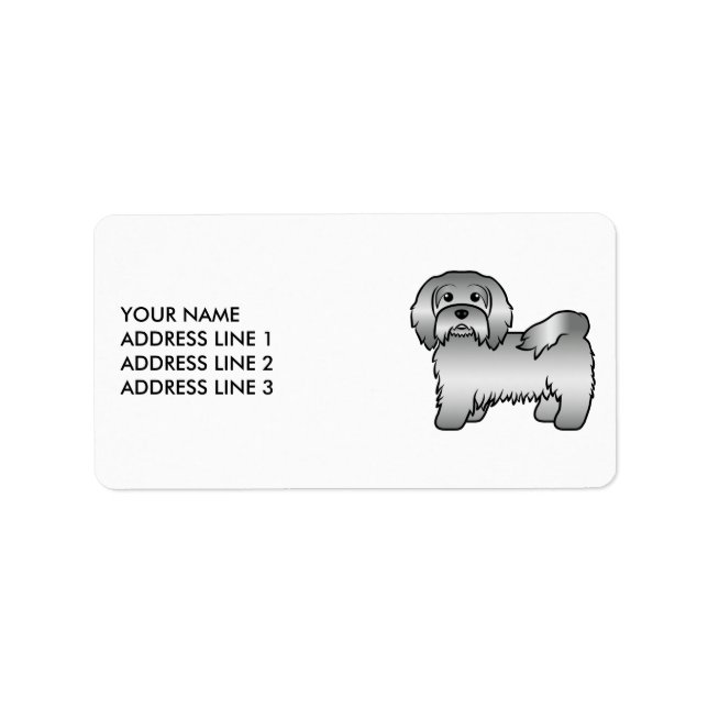 Silver Havanese Cute Cartoon Dog & Custom Text Label (Front)