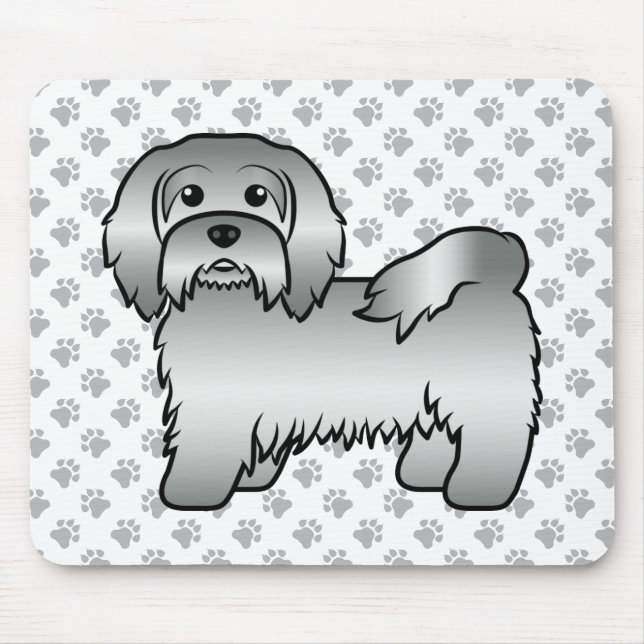 Silver Havanese Cute Cartoon Dog Illustration Mouse Pad (Front)