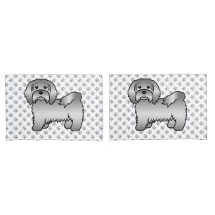 Silver Havanese Cute Cartoon Dog Illustration Pillowcase