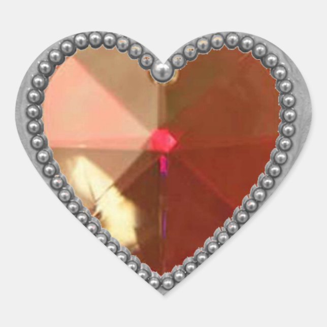 Silver Heart and Ruby Sticker (Front)