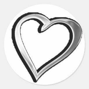 Silver Heart Classic Round Sticker