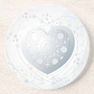 Silver heart, coaster