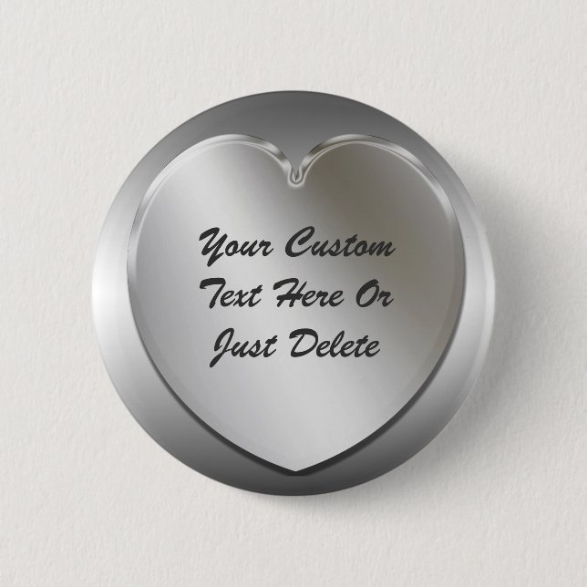 Silver Heart Frame Button Pin (Front)