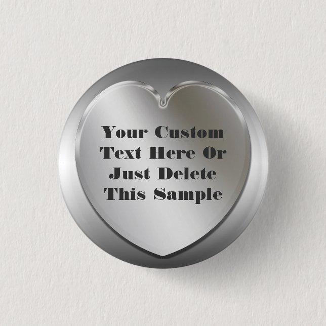 Silver Heart Frame Button Pin (Front)