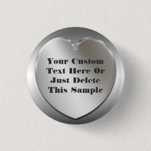 Silver Heart Frame Button Pin
