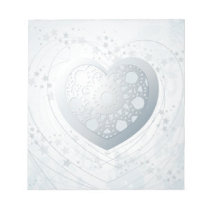 Silver heart, notepad