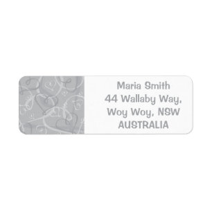 Silver heart pattern return address label