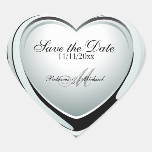 Silver Heart Pendant Save the Date Heart Sticker