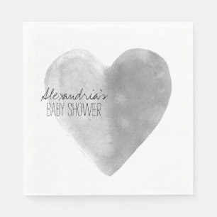 Silver Heart Personalised Napkins