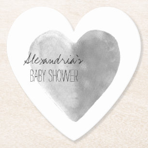 Silver Heart Personalised Paper Coaster