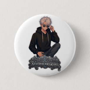 Silver Heart Rebel Anime Aesthetic - Custom Round 6 Cm Round Badge
