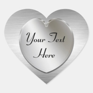 Silver Heart To Personalise Stickers