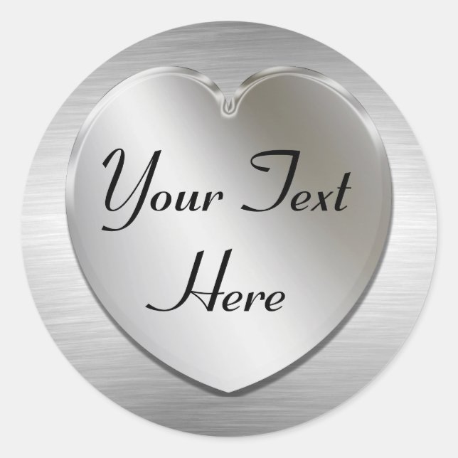 Silver Heart To Personalise Stickers (Front)