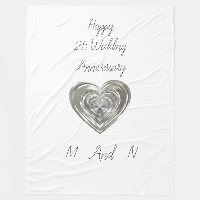  silver heart Wedding Anniversary Fleece Blanket (Front)