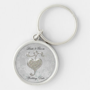 Silver Heart Wedding Favour Key Ring