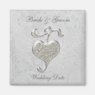 Silver Heart Wedding Favour Magnet