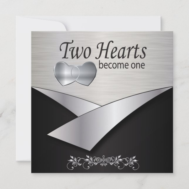 Silver Heart Wedding Invitation (Front)