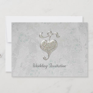 Silver Heart Wedding Invitation