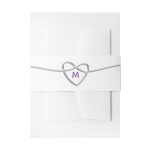 Silver Heart Wedding Invitation Belly Band