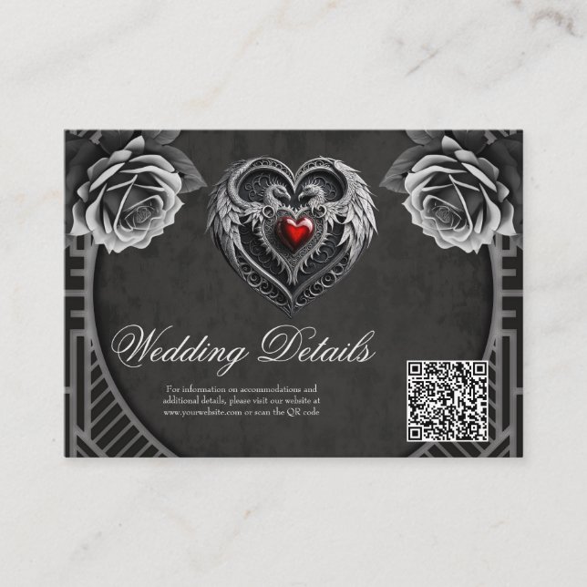 Silver heart with wings. enclosure card (Front)