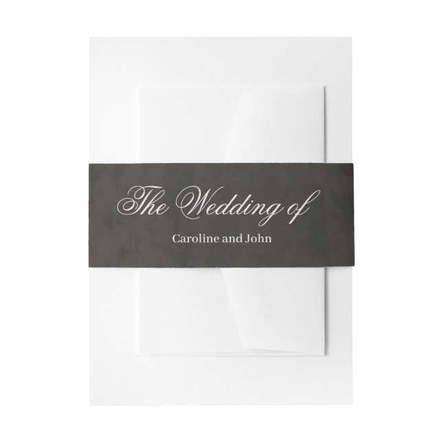 Silver heart with wings.  invitation belly band (Front Example)