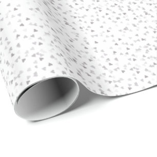 Silver Hearts Confetti Gift Wrap