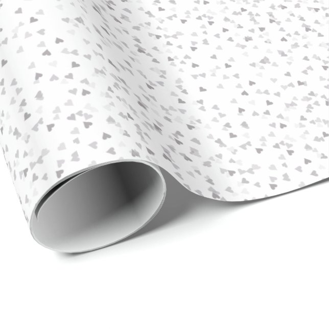 Silver Hearts Confetti Gift Wrap (Roll Corner)