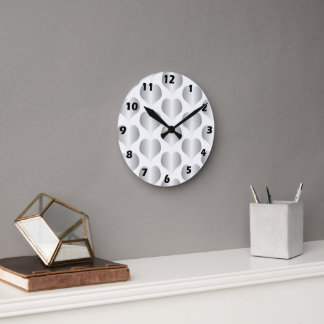 Silver Hearts Design Round Clock