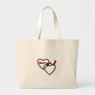 Silver Hearts Red Ribbon Bag