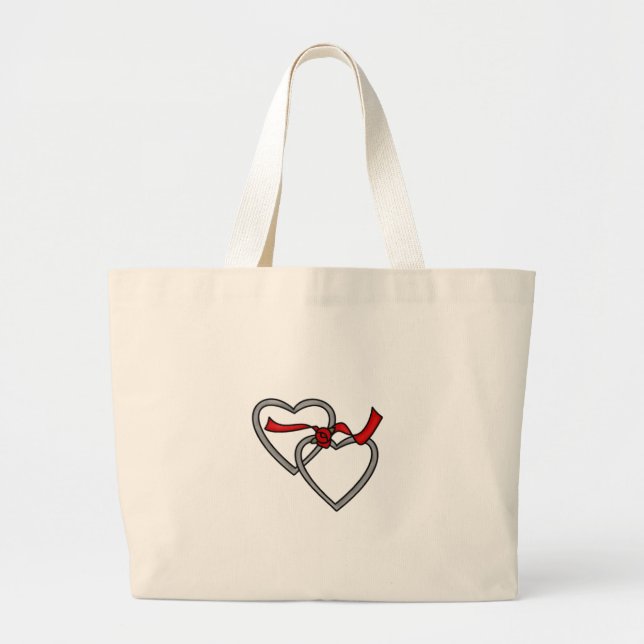 Silver Hearts Red Ribbon Bag (Front)